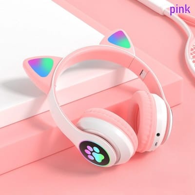 Fone de Ouvido com Orelhas de Gato e LED