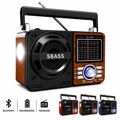 Rádio Caixa de Som Bluetooth Portátil Retro