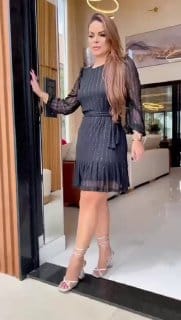 Vestido Tule Solto Com Cinto Removivel Moda Evangelica