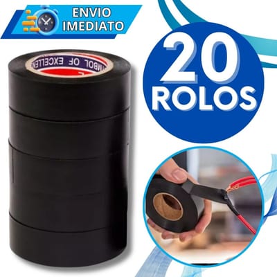 Kit 20 Fitas Isolante Antichama PVC Preta
