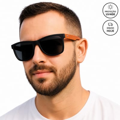 Oculos de sol madeira bambu premium masculino UV400