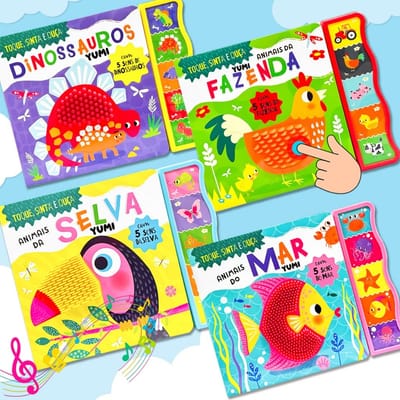 Coleção Livro Sensorial Bebê Toque e Ouça 5 Sons