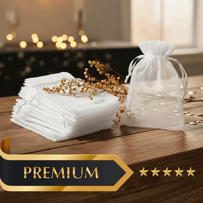 Kit 05 a 100 Saquinhos de Organza Branco para Lembrancinhas