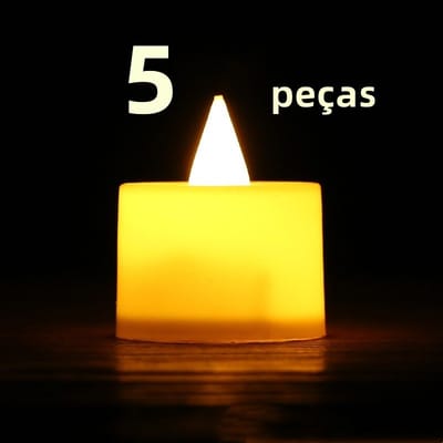 Kit 5 Velas Chama Viva LED para Decoração de Festa