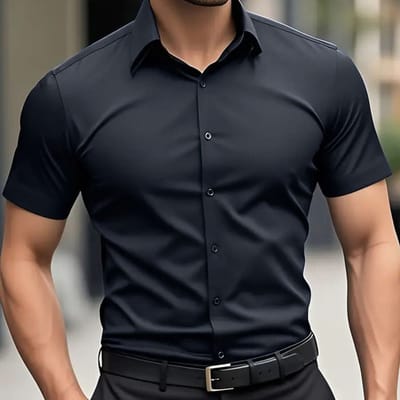Camisa Social Masculina Slim Fit Manga Curta