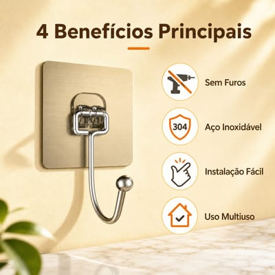 Kit 10/20/30 Ganchos Adesivos Multifuncionais