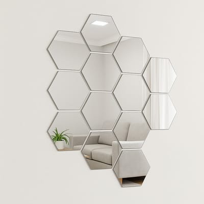 Kit 10 Espelhos Acrílicos Hexagonais 12x10cm