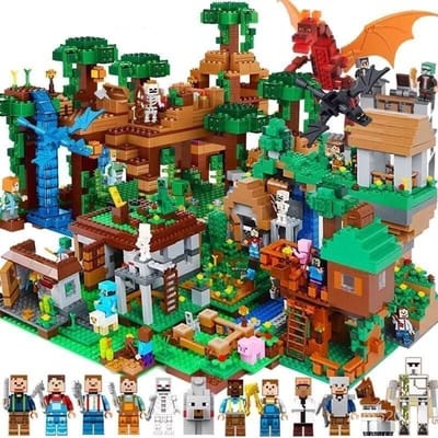 Bloco de Montar 1000 Peças Cachoeira Jungle Craft