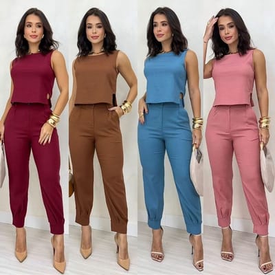 Conjunto Alfaiataria Feminino Advogada Linho