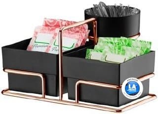 Organizador sachês açúcar e mexedor rose gold