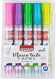 Caneta Marca Texto com Glitter Brw 5 Cores