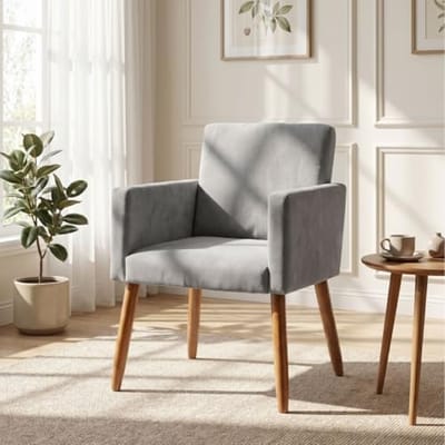 Poltrona Estofada Decor Suede Cinza