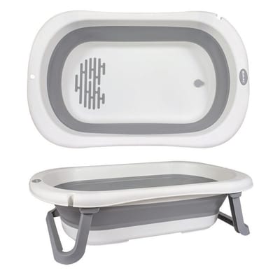 Banheira Infantil Dobrável 35L Antiderrapante KaBaby Cinza