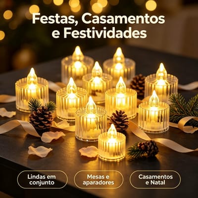 10 Velas de Led Decorativa para Festas e Eventos