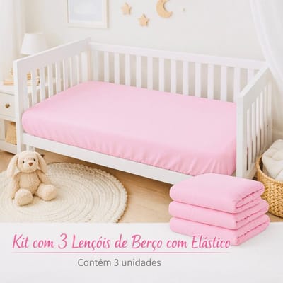 Kit 3 Lençol Berço Americano Percal 400 Fios