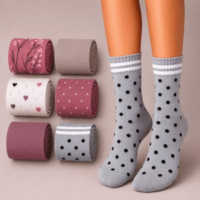 Kit 6 Pares de Meia Feminina Cano Alto Algodão