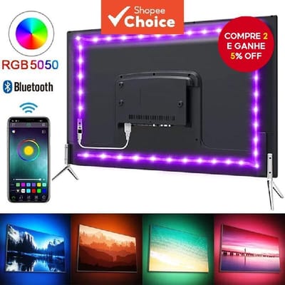 Fita de LED RGB 5050 Bluetooth com Controle