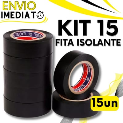 Kit 5 a 15 Fitas Isolante Antichama PVC Preta