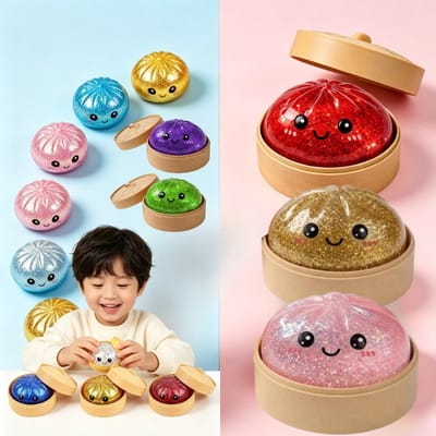 Bola Squeeze Glitter Baozi Anti Estresse