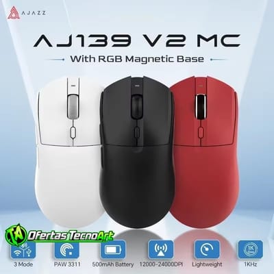 Mouse Ajazz AJ139 V2 MC PAW 3311 com dock