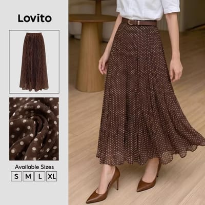 Saia Chiffon Marrom Lovito Feminina