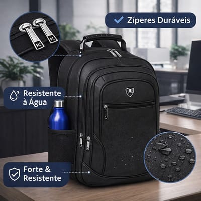 Mochila Masculina Impermeável Preta