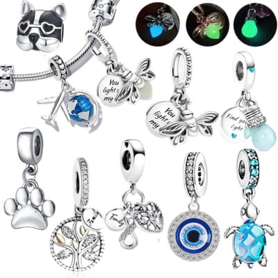 Berloque Prata 925 Pingente Pulseira Feminina