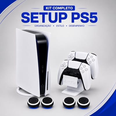 Suporte PS5 Base De Mesa Vertical + Grip + Suporte Controle
