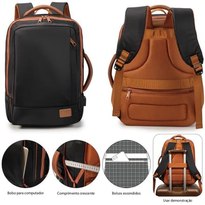 Mochila Expansível para Notebook 15,6 com Porta USB