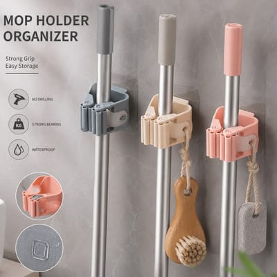 Kit 5 Suporte Organizador de Vassoura Rodo Mop Parede