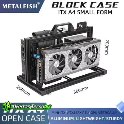 Gabinete Open Frame Metalfish ITX A4 Aluminio 240mm