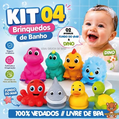Brinquedo de Banhe Bebê Patinho Dino Flutuante