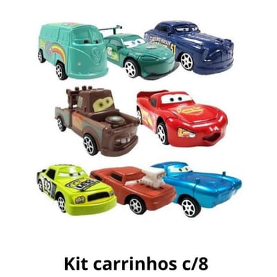 Kit 6/8 Carrinhos Carros Relâmpago Mcqueen Brinquedo