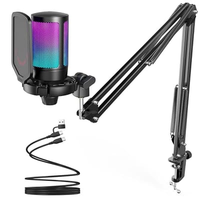 Microfone USB FIFINE A6T RGB para PC