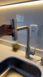 YESOP Torneira Cascata Cozinha Gourmet Monocomando Extensível Inox 304 Escovada 3 Modos Ducha Spray