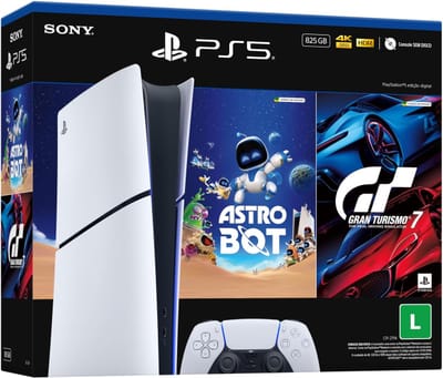 PlayStation 5 Slim Digital 825GB com Astro Bot e Gran Turismo 7