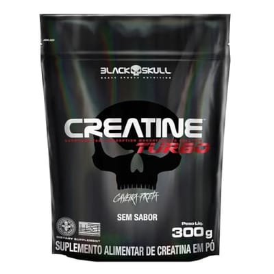 Creatina Turbo BlackSkull 300g Refil Sem Sabor