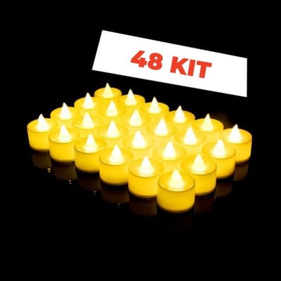 Kit 48 Velas Led Amarelas Decorativas