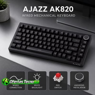 Teclado Mecânico Ajazz AK820 Switch Red Hot Swappable