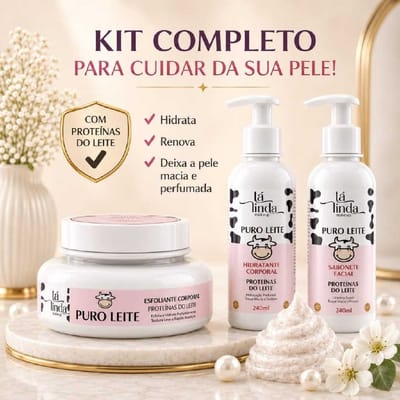 Kit Puro Leite OU Esfoliante OU Hidratante OU Sabonete Facial
