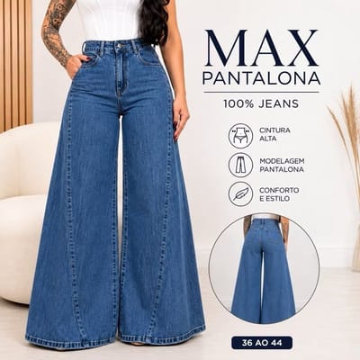Calça Pantalona Jeans Feminina Premium