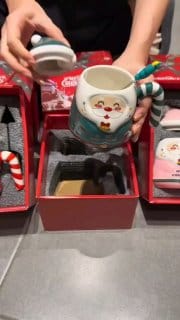 Papai noel cerâmica copo de água menina casal caneca com tampa colher acompanhando caixa de presente lembrança presente