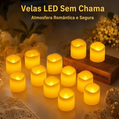 20 Unidades Vela Led Eletrônica Amarela Decorativa