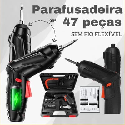 Mini Parafusadeira Furadeira Elétrica Sem Fio USB 4.2V 47 Peças