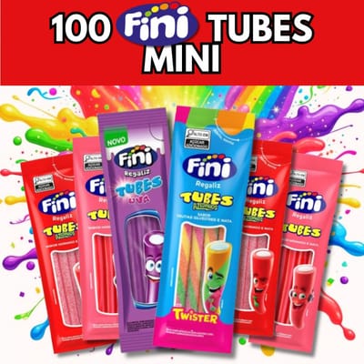 Mix 100 Bala Fini Mini Tubes Regaliz Sortidos