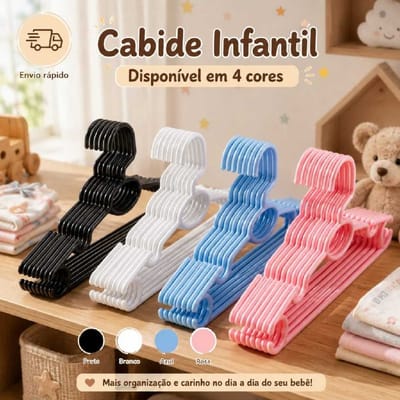 Kit com Até 100 Cabides Infantis Coloridos Bebê Criança