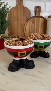 Pote Tigela de Natal Papai Noel e Duende