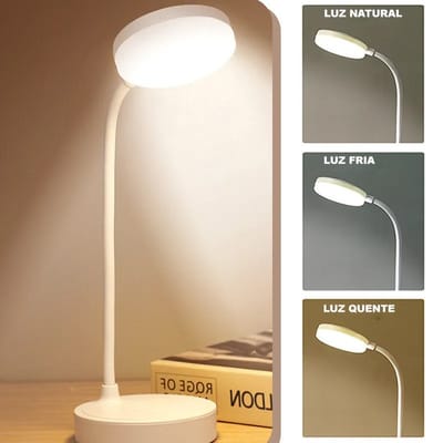 Luminária de Mesa LED Recarregável com Proteção dos Olhos