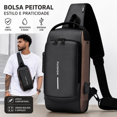 Mochila de Ombro Transversal Compacta USB