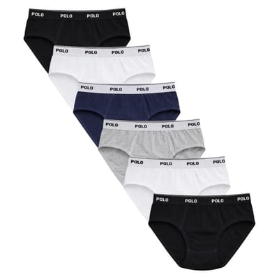 Kit 6 Cuecas Slip Polo Cotton 100% Algodão